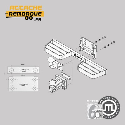 Marche pied arrière pour véhicules Utilitaires, Fourgons, 4x4, Pick-Up METEC M888419