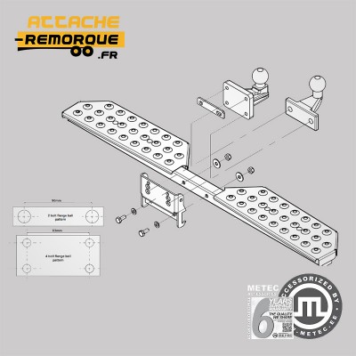 Marche-pied double appui pour un véhicule utilitaire muni d'un attelage METEC M888420