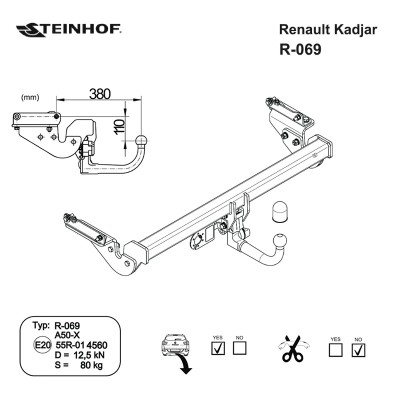 Attelage RDSO pour Renault KADJAR (2015 - 2021) STEINHOF R-069