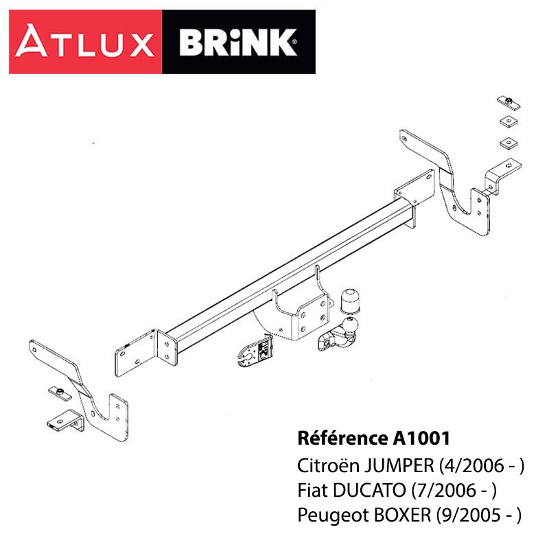 Attelage ATLUX à rotule monobloc pour Peugeot BOXER (2006 - 2021) ATLUX A1001