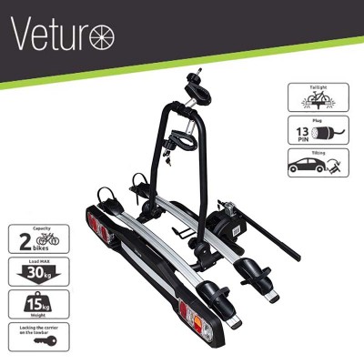 Veturo 2 - Porte-vélos plateforme basculant sur boule d'attelage pour 2 vélos STEINHOF SMB-Veturo-2