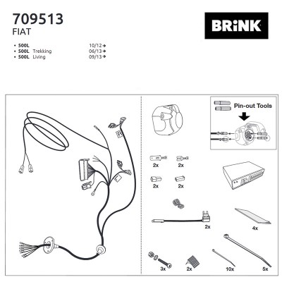 Attelage et Faisceau pour Fiat 500L (inclus Living) 3-5 portes (2012 - 2017) BRINK  591930-5919-709513